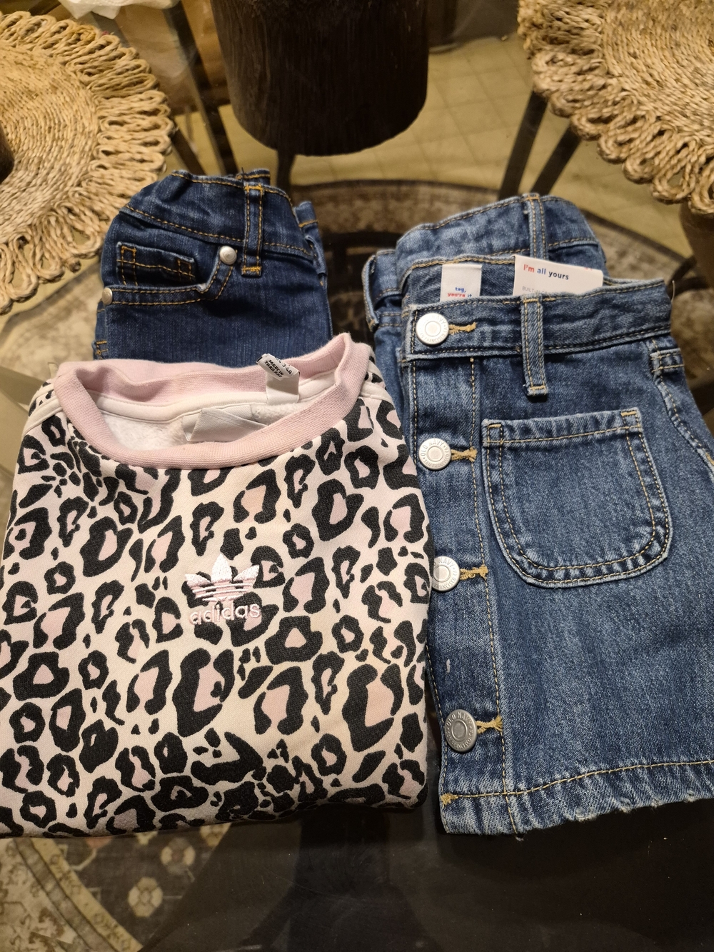 Adidas Pink & Black Leopard Pullover + 2 Denim Skirts and 1 Jean BUNDLE